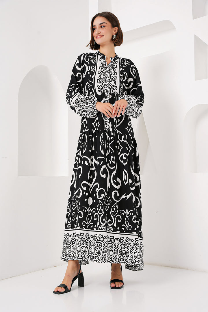Bigdart Robe de hijab à motif authentique 2423 - o. Noir