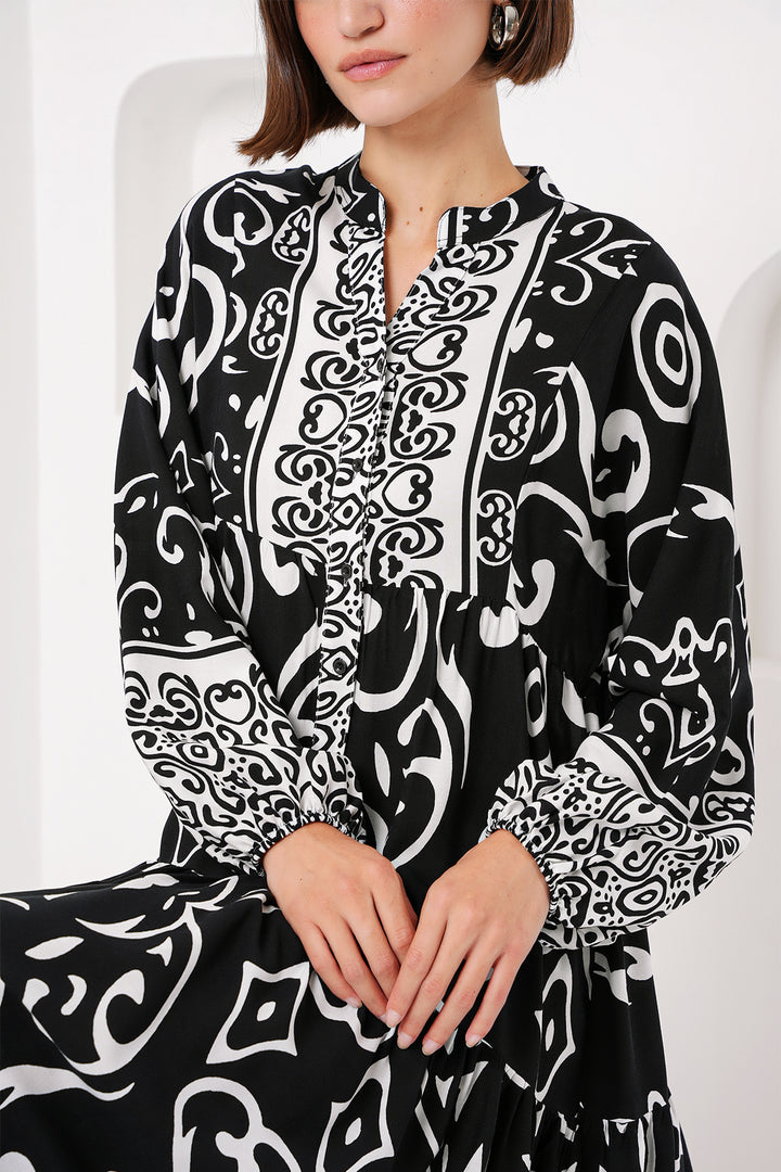 Bigdart Robe de hijab à motif authentique 2423 - o. Noir