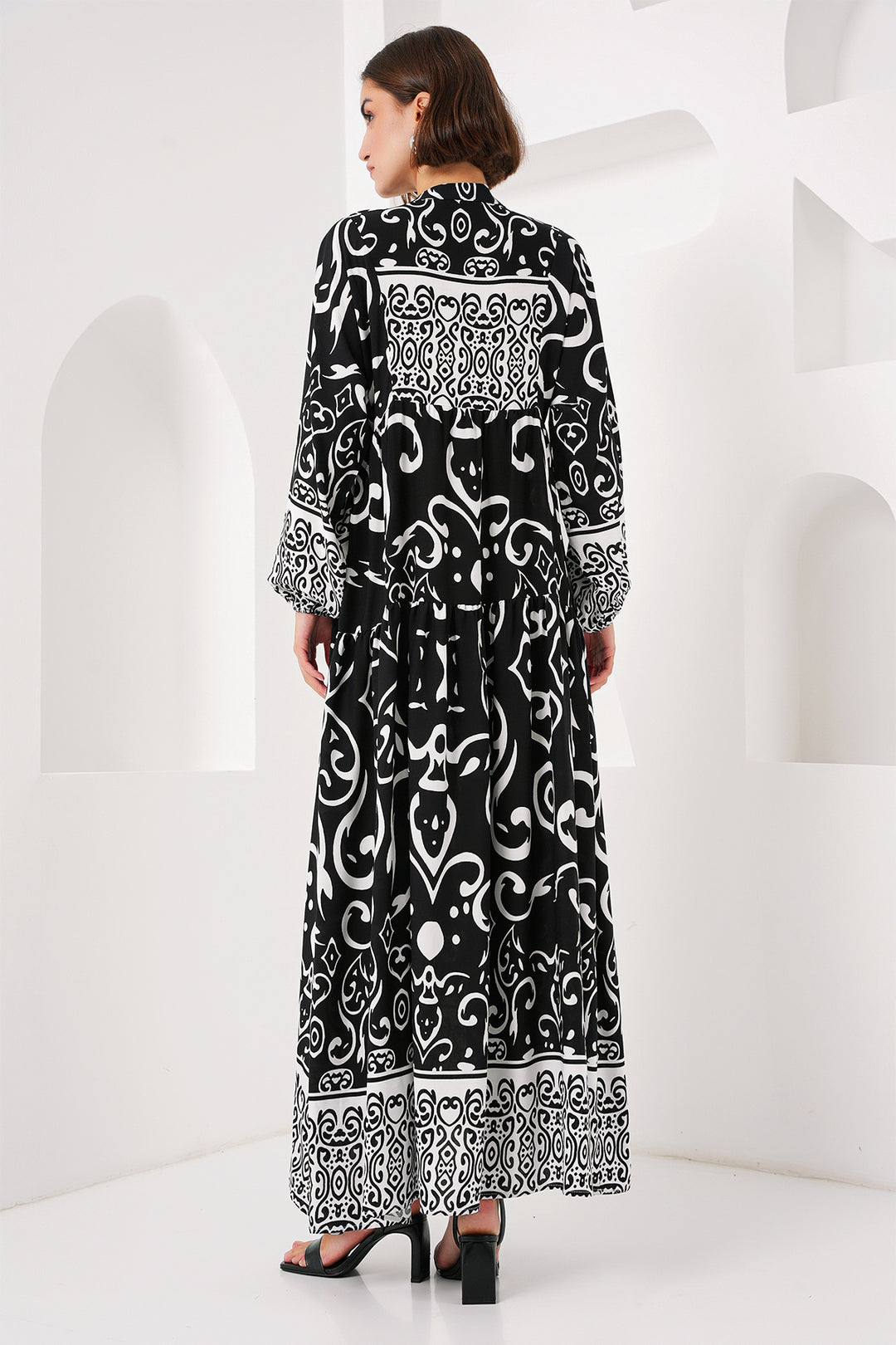 Bigdart Robe de hijab à motif authentique 2423 - o. Noir