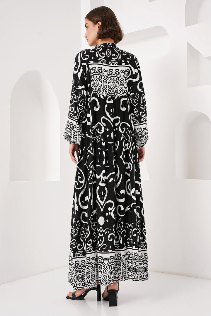 Bigdart Robe de hijab à motif authentique 2423 - o. Noir