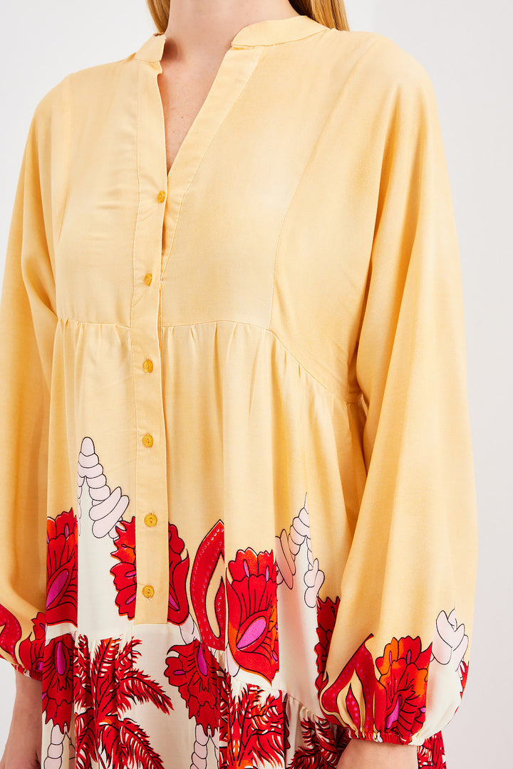 Bigdart Robe de mode modestes en viscose jaune et rouge pour femmes 2423