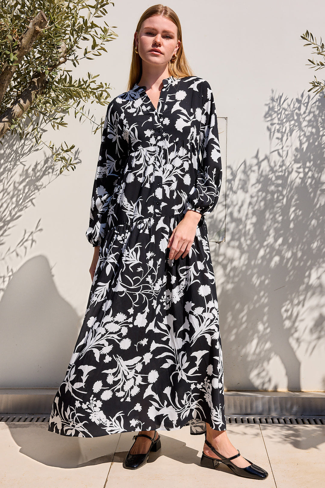 Bigdart Robe de hijab en viscose noir et blanc pour femmes 2423 - Noir