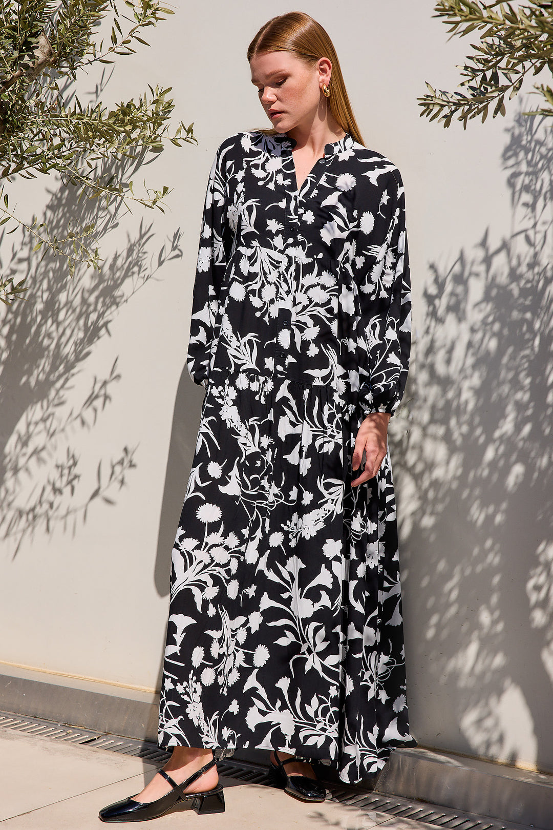 Bigdart Robe de mode modestes en viscose noire et blanche pour femmes 2423