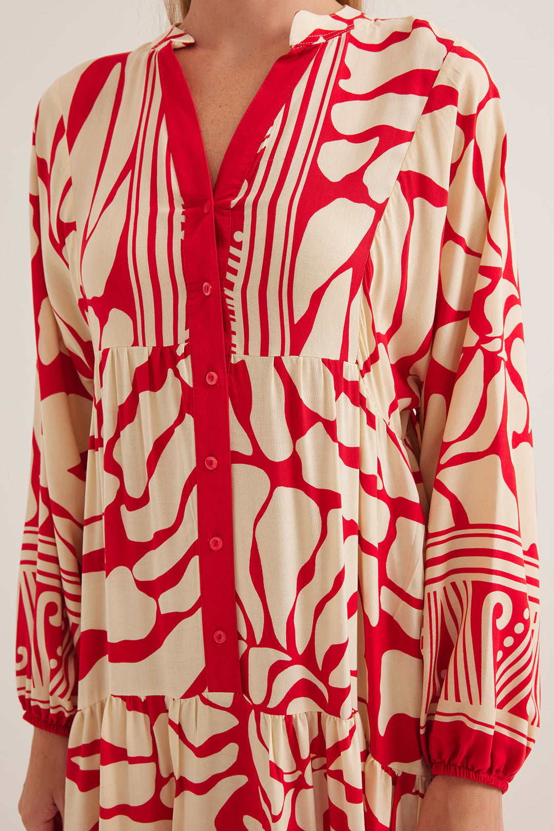 Bigdart Robe modeste en viscose rouge beige pour femme 2423 - y.Rouge