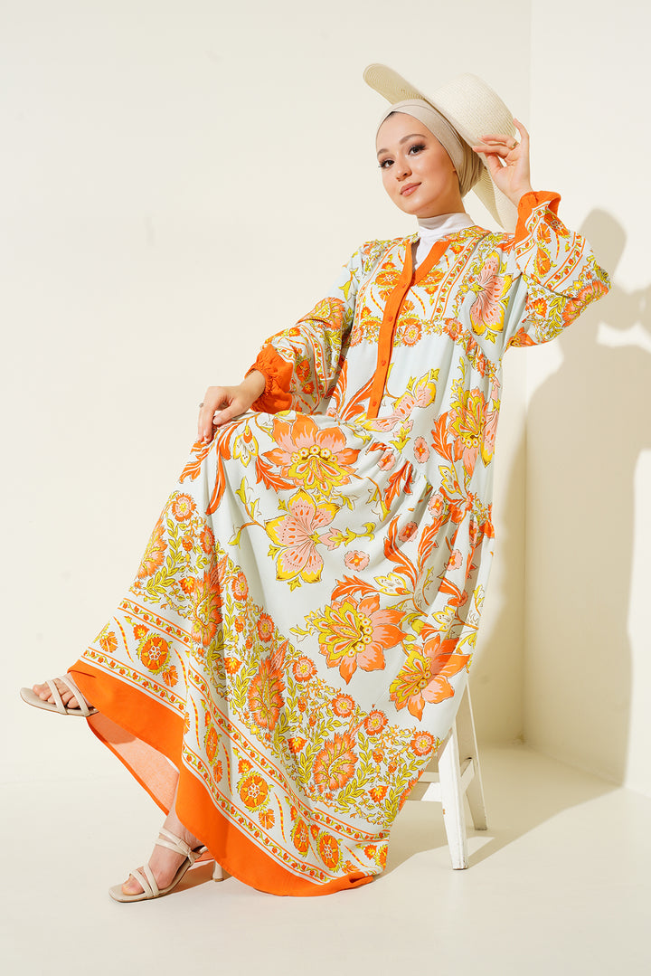 Bigdart Robe de hijab à motifs authentiques 2423 - y.Orange
