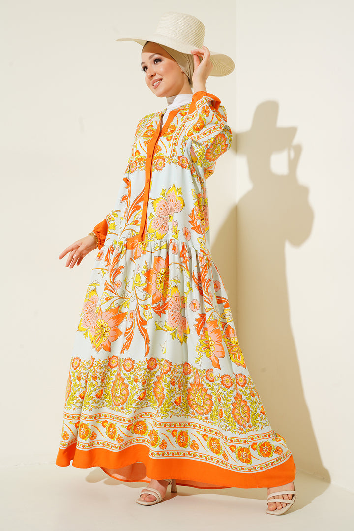 Bigdart Robe de hijab à motifs authentiques 2423 - y.Orange