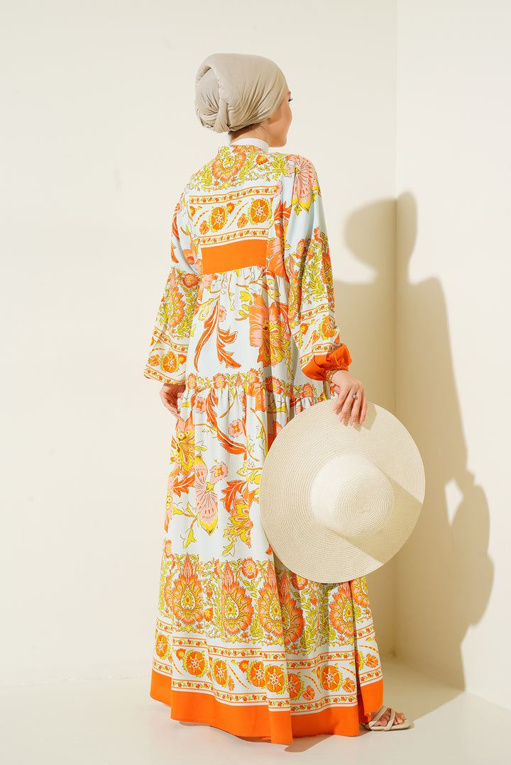 Bigdart Robe de hijab à motifs authentiques 2423 - y.Orange