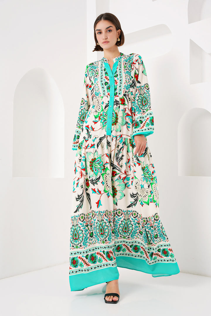 Bigdart 2423 Robe de mode authentique à motifs - y.Vert