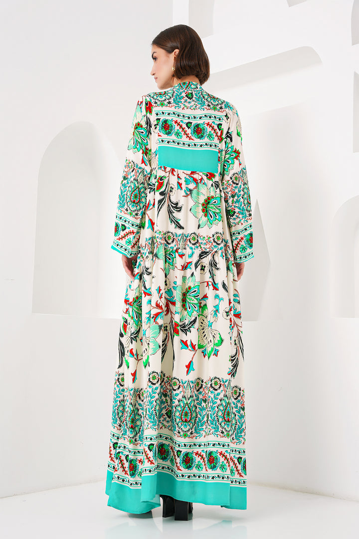 Bigdart 2423 Robe modeste à motifs authentiques - Vert foncé