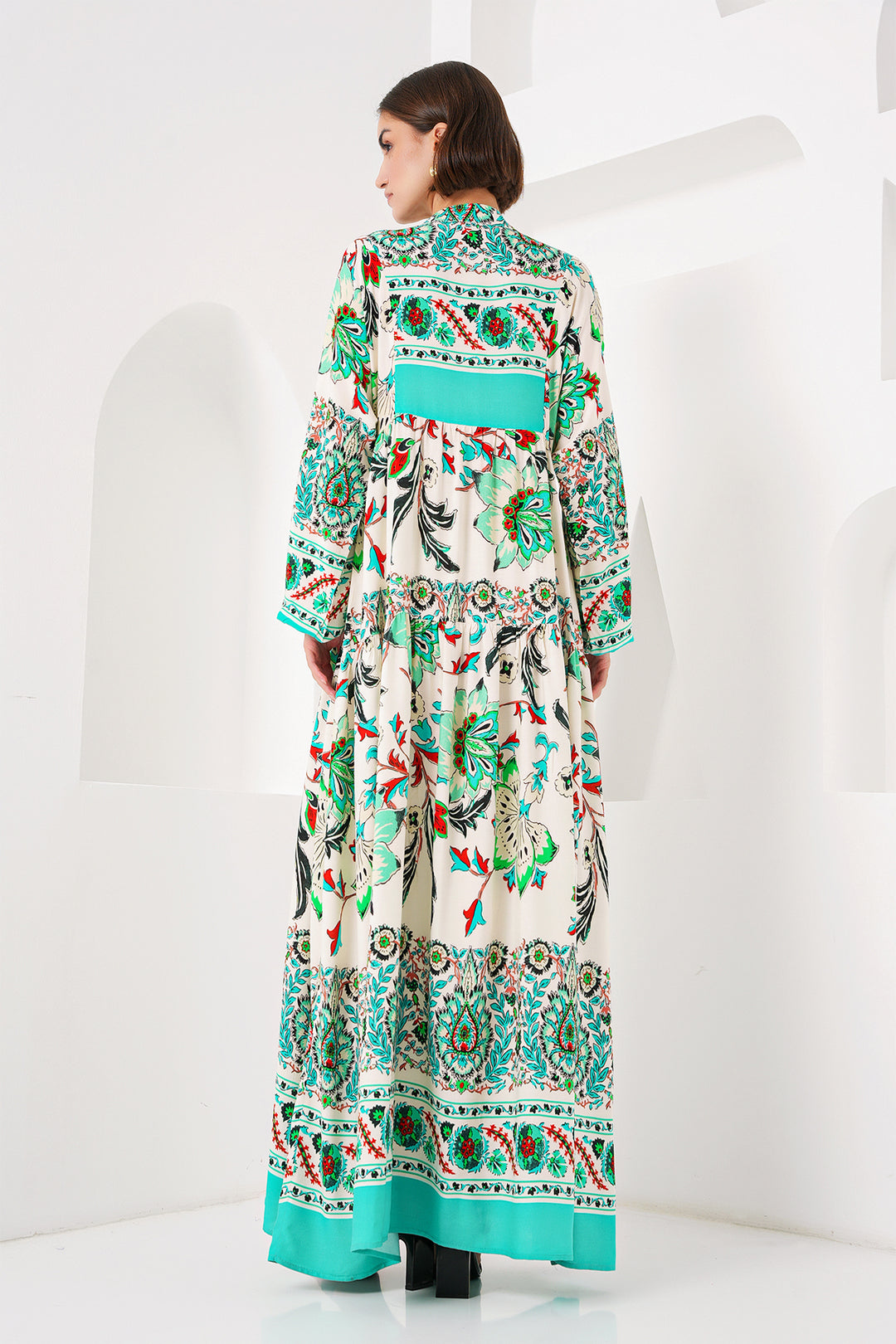 Bigdart 2423 Robe de mode authentique à motifs - y.Vert