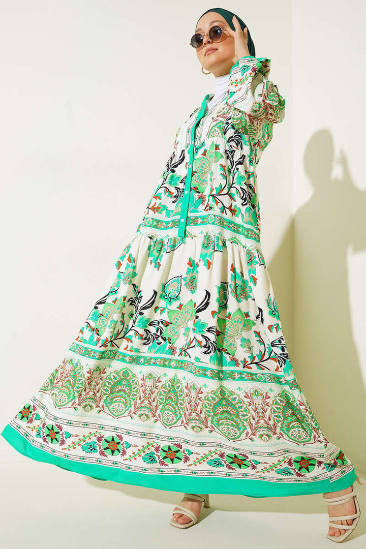 Bigdart 2423 Robe modeste à motifs authentiques - Vert