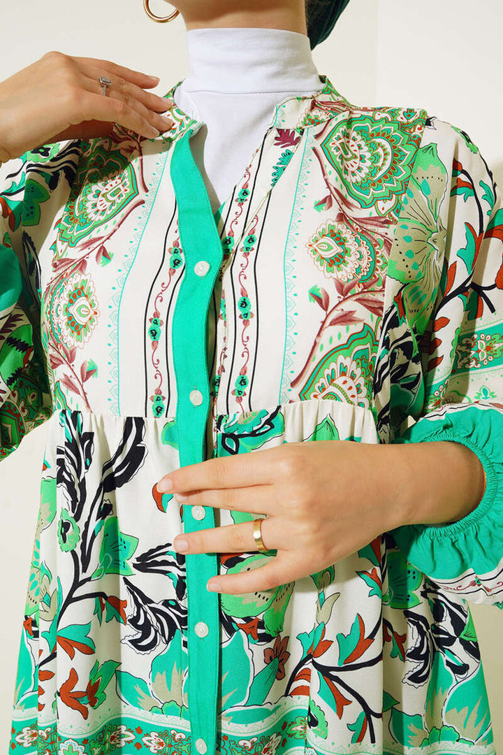 Bigdart 2423 Robe modeste à motifs authentiques - Vert