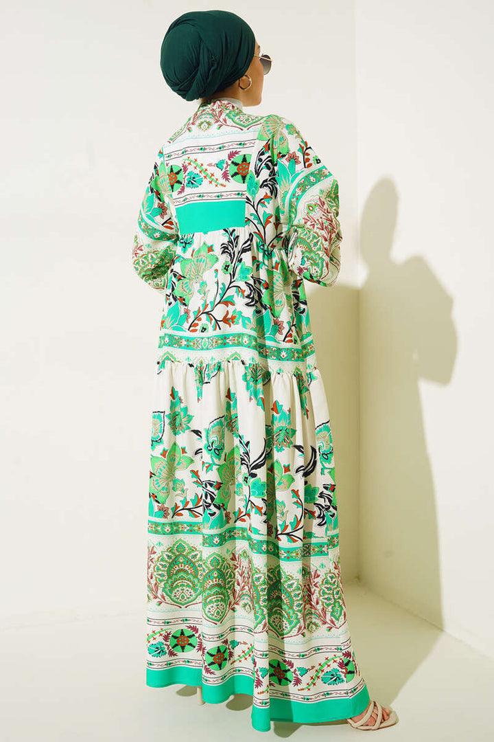 Bigdart 2423 Robe modeste à motifs authentiques - Vert
