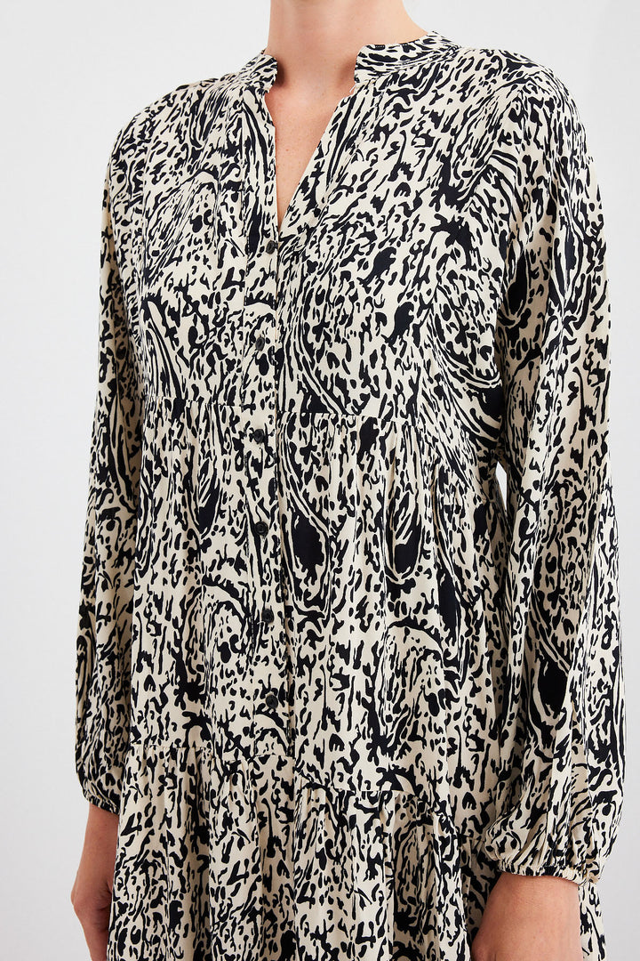 Bigdart Robe Modeste en Viscose Noire à Motifs 2423