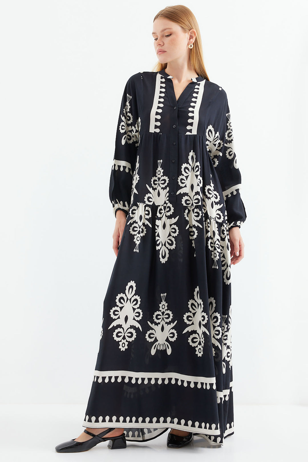Bigdart 2423 Robe de mode à motifs - Noir