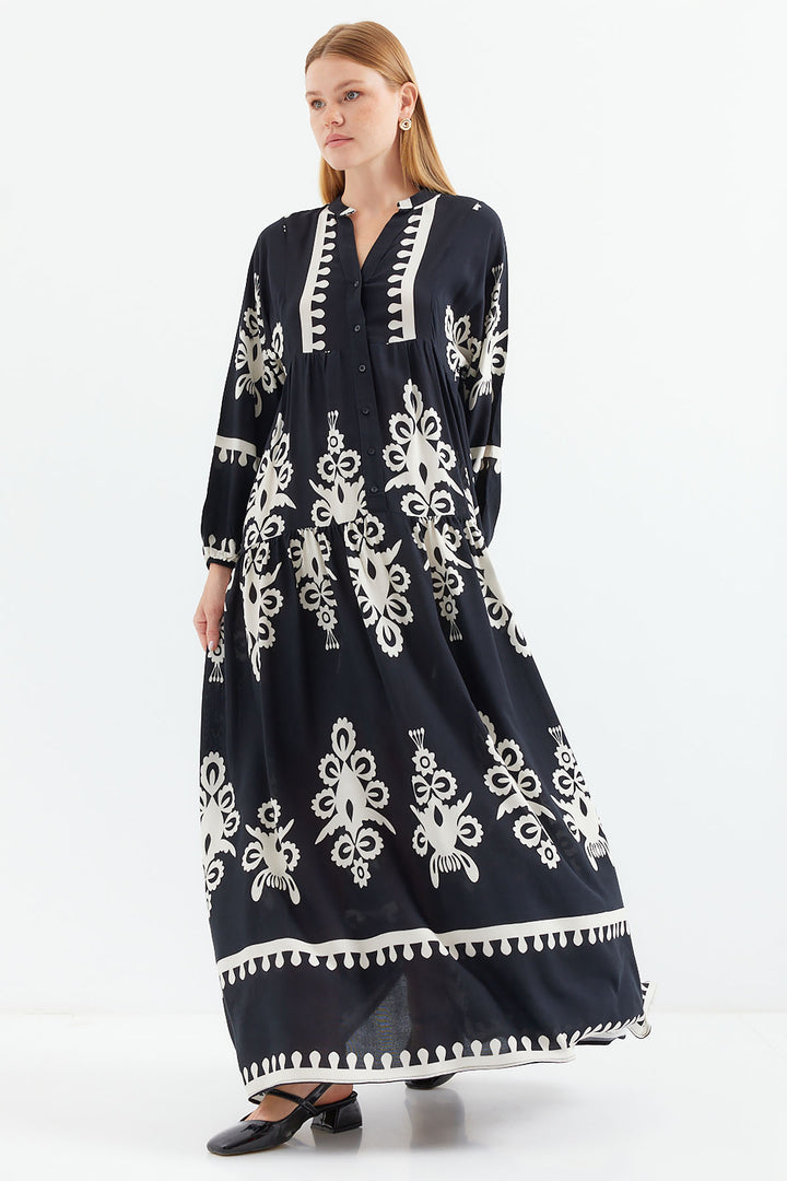 Bigdart 2423 Robe de mode à motifs - Noir