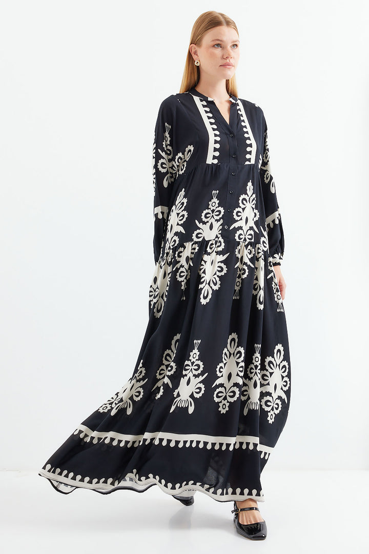 Bigdart 2423 Robe de mode à motifs - Noir