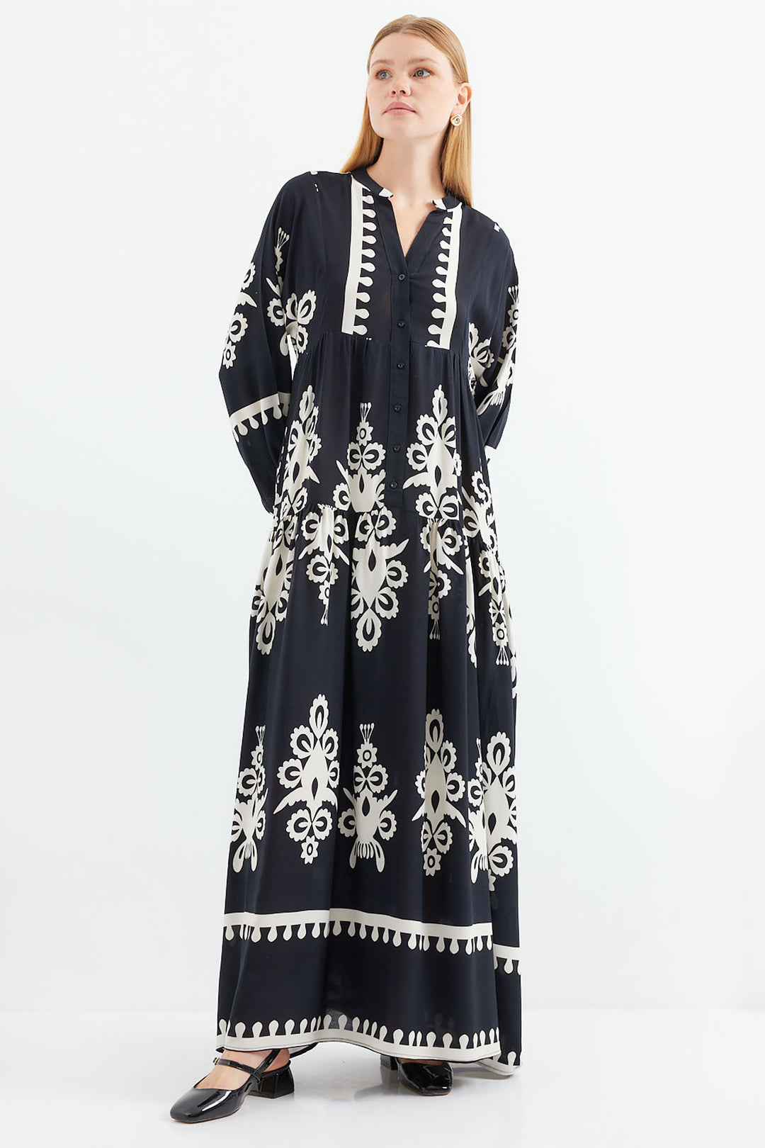 Bigdart 2423 Robe de mode à motifs - Noir