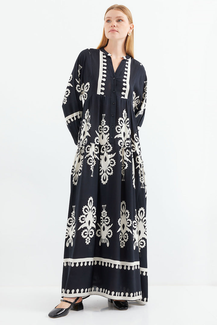 Bigdart 2423 Robe de mode à motifs - Noir