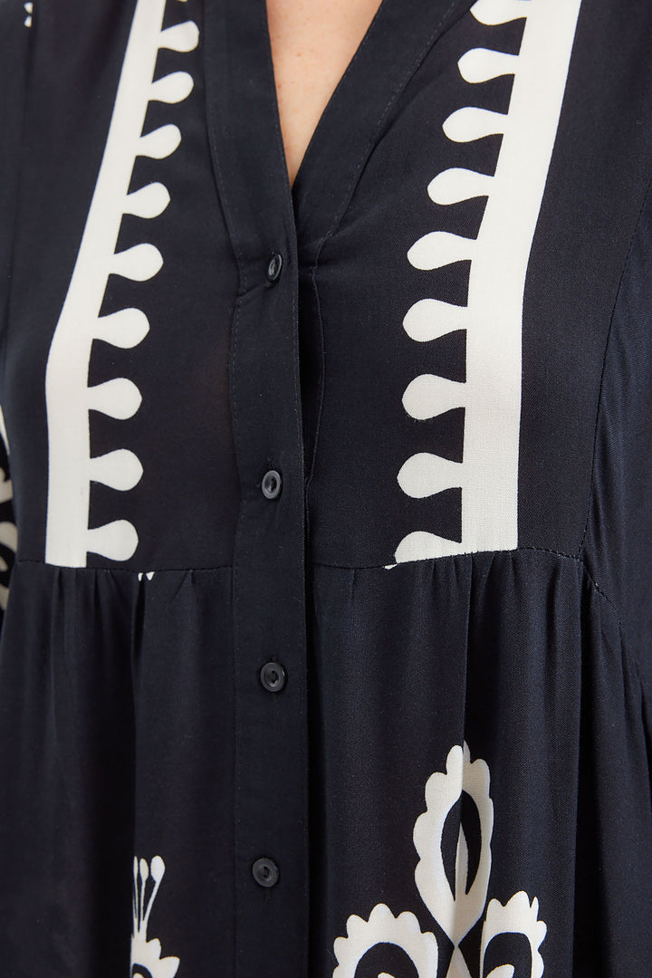 Bigdart 2423 Robe de mode à motifs - Noir