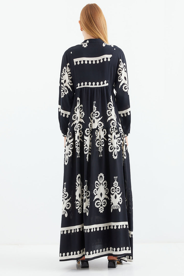 Bigdart 2423 Robe de mode à motifs - Noir
