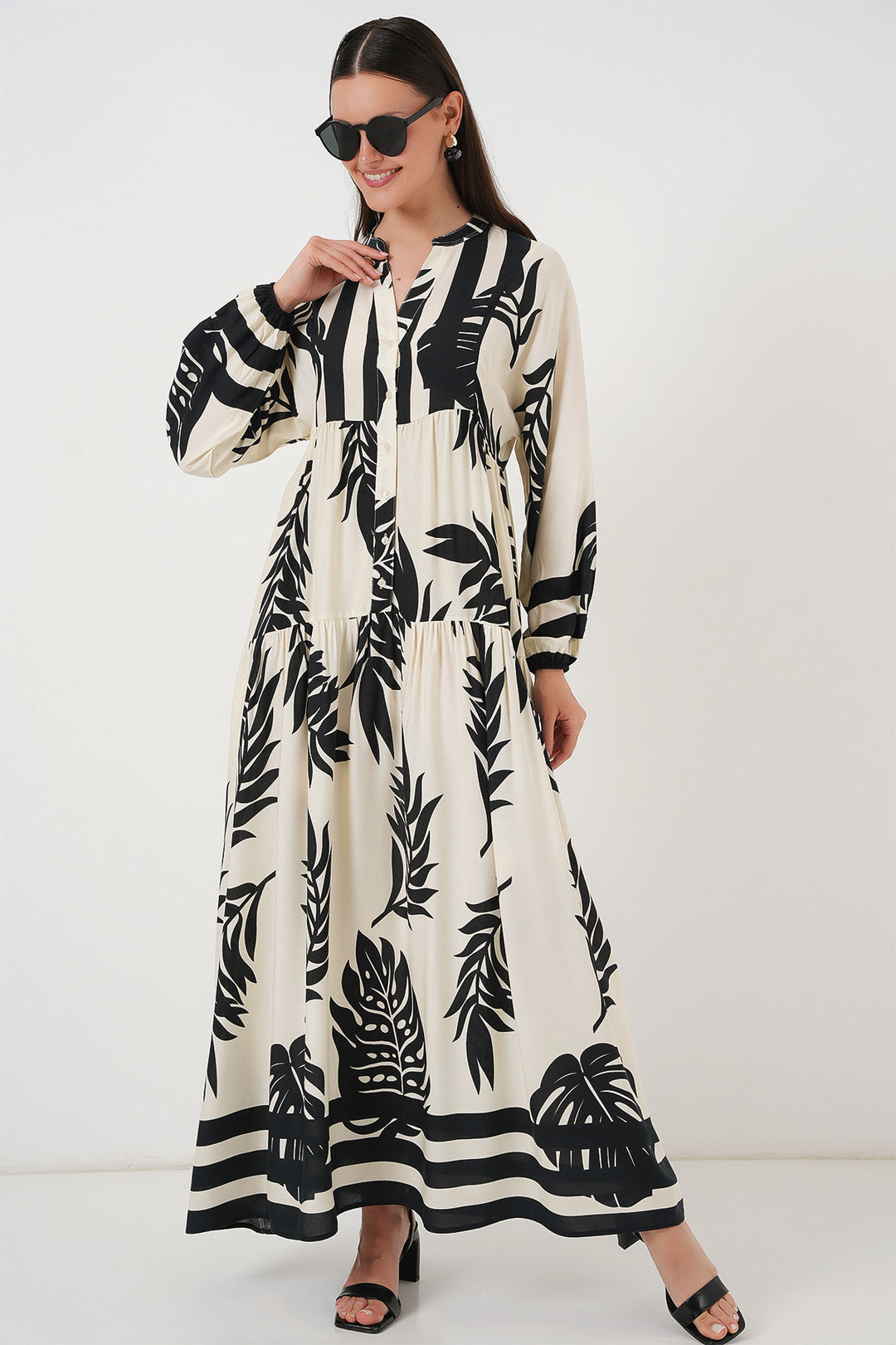 Bigdart Robe de hijab à motifs authentiques 2423 - a.Blanc