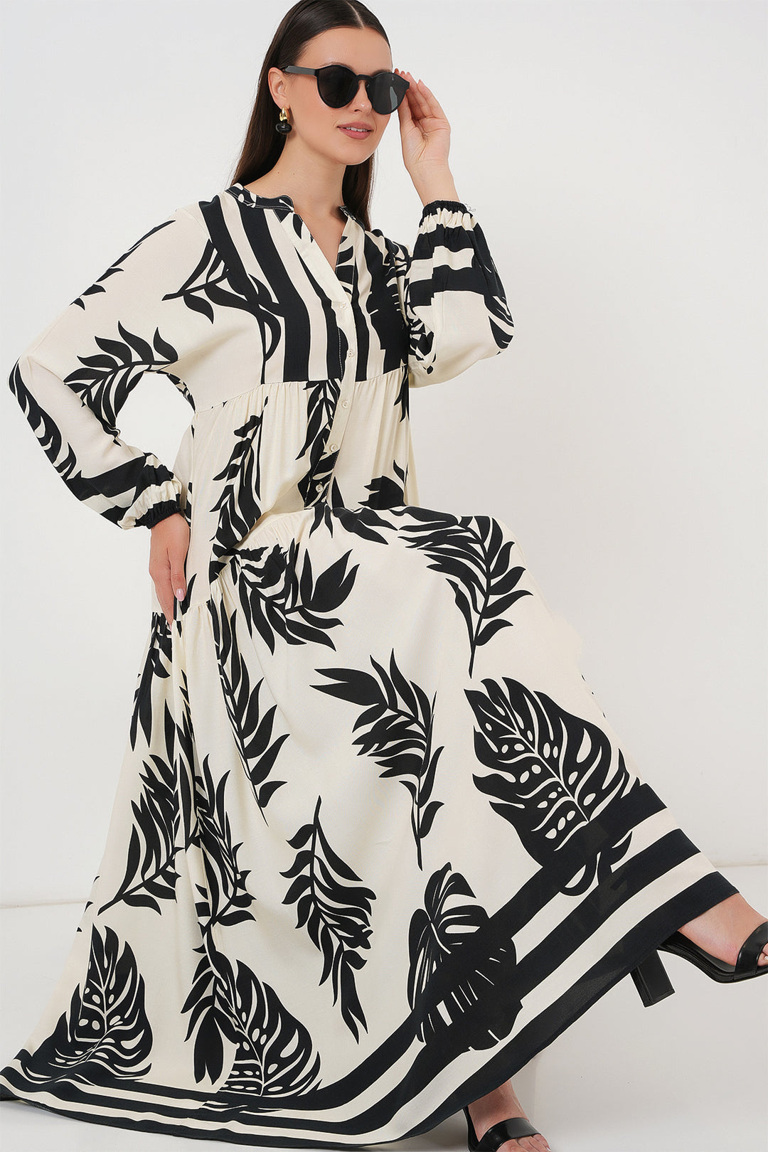 Bigdart Robe de hijab à motifs authentiques 2423 - a.Blanc