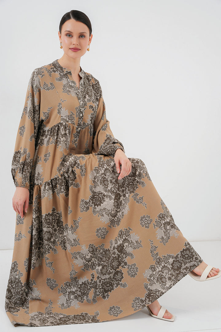Bigdart Robe de hijab à motif authentique 2423 - a. Vison