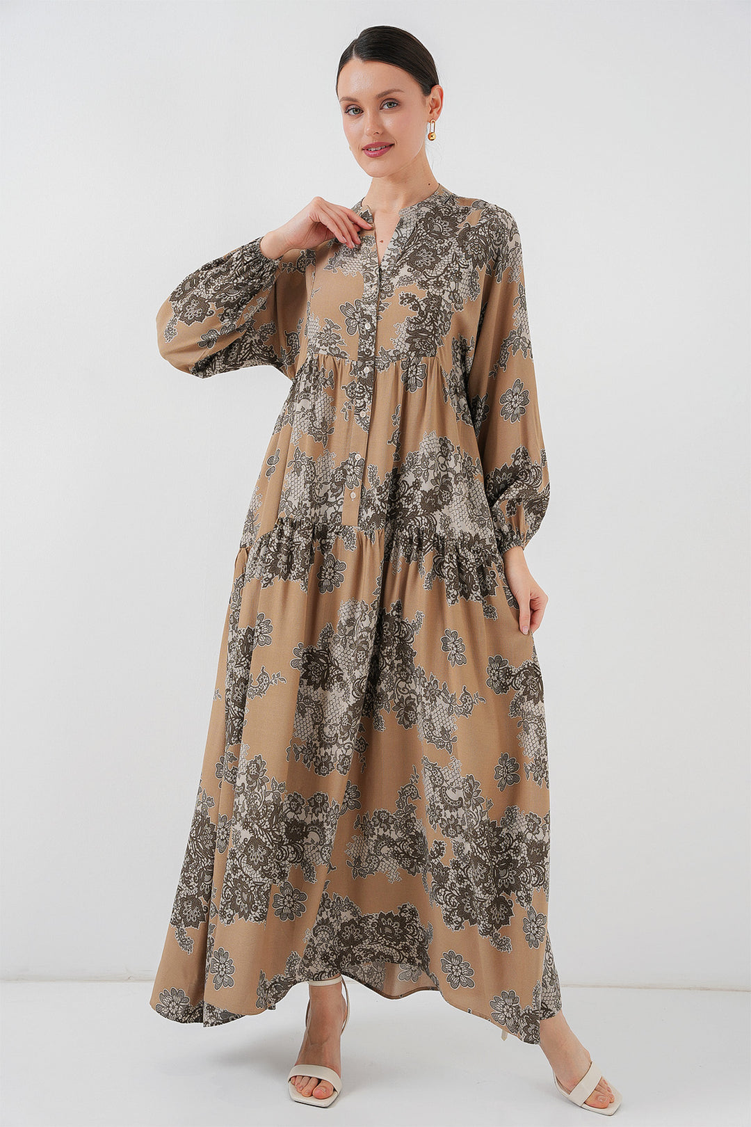 Bigdart Robe de hijab à motif authentique 2423 - a. Vison