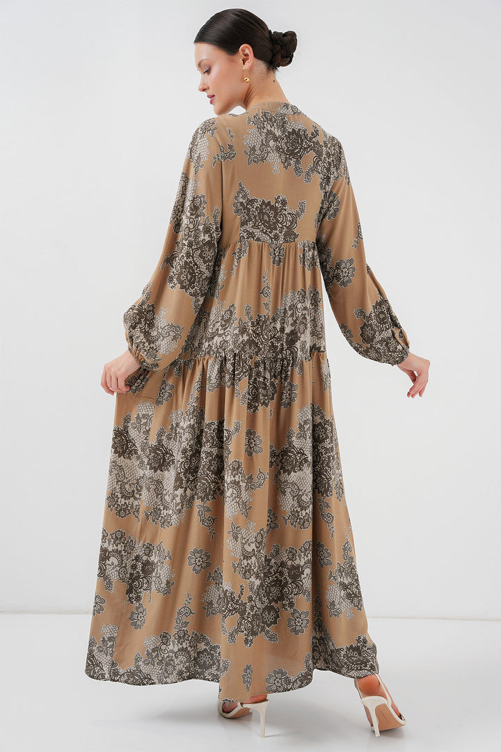 Bigdart Robe de hijab à motif authentique 2423 - a. Vison