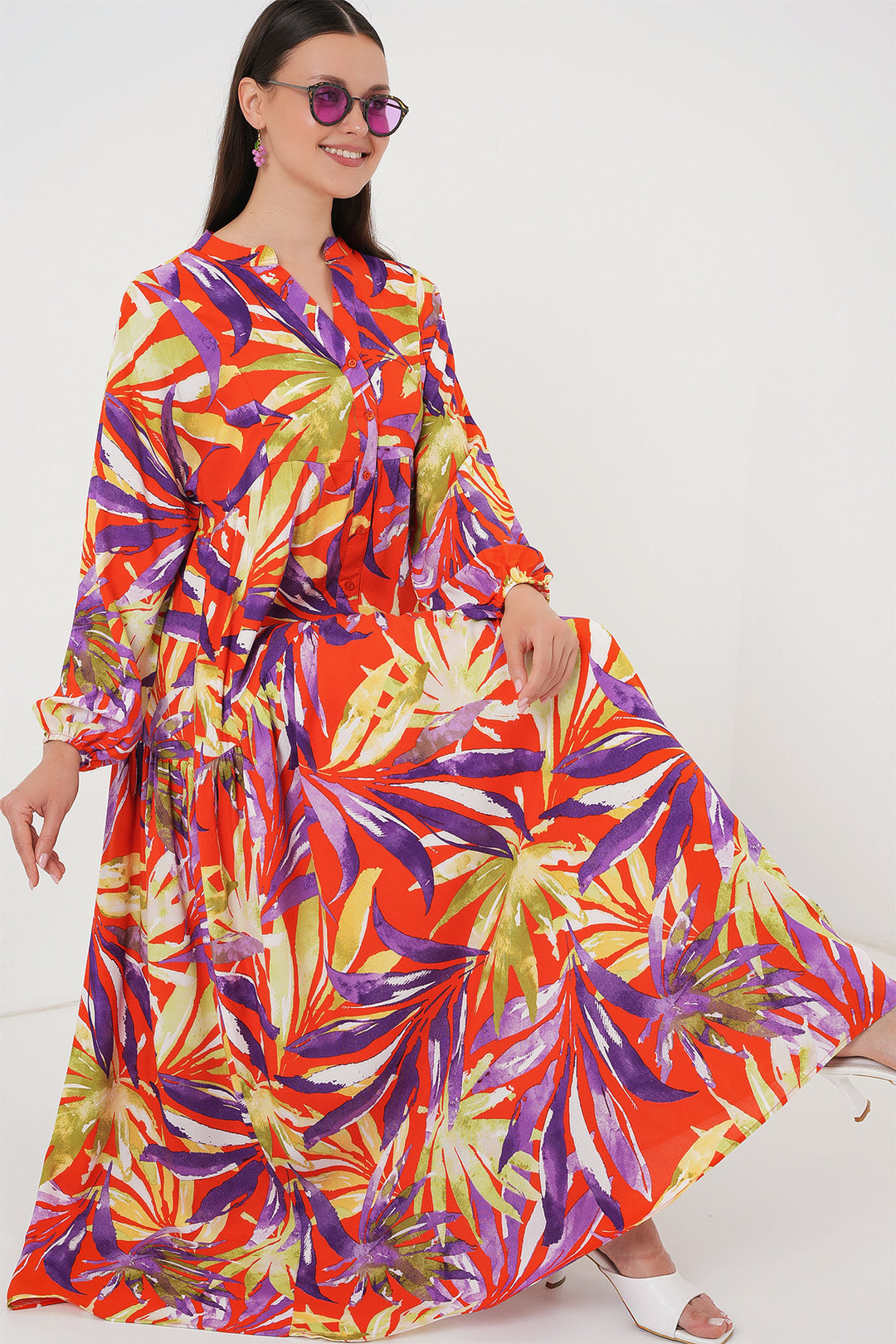 Bigdart Robe de modestie à motif authentique 2423 - Violet clair