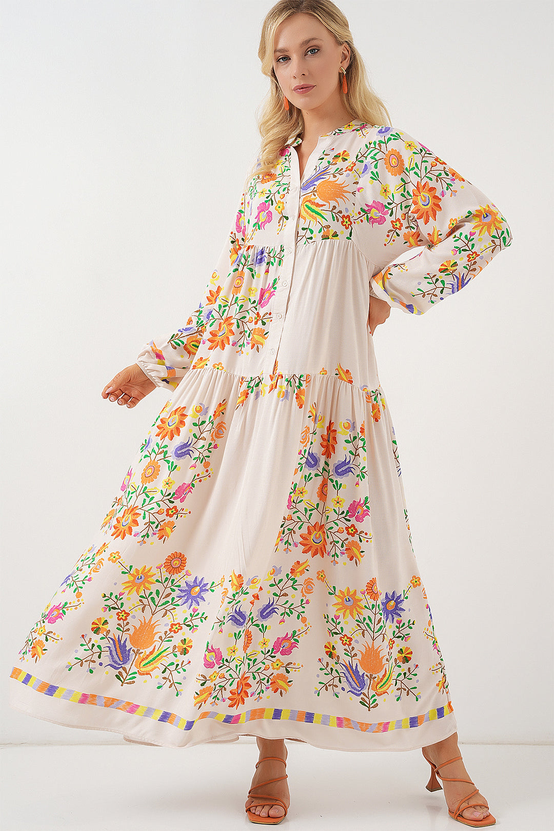 Bigdart 2423 Robe de prière à motif authentique - b. Orange