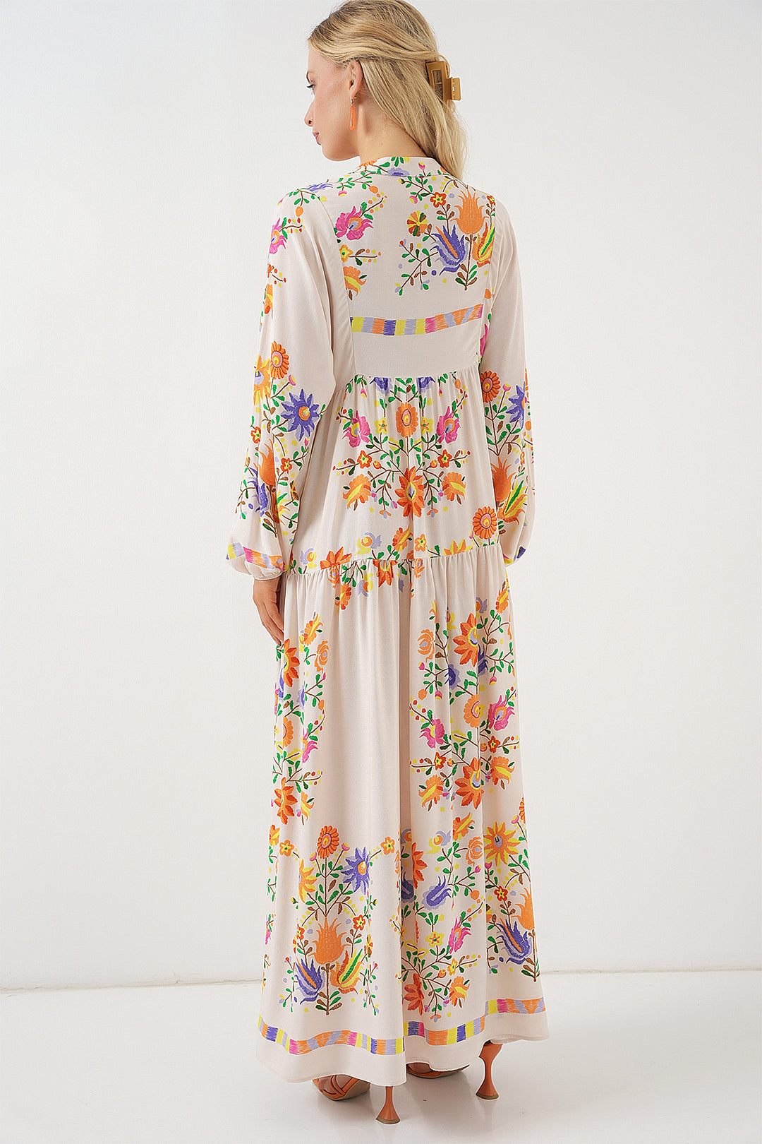 Bigdart Robe de mode modest 2423 à motif authentique - Orange brûlé