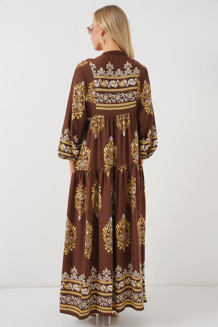 Bigdart Robe de hijab à motif authentique 2423 - Blanc - Blanc - Blanc - Marron