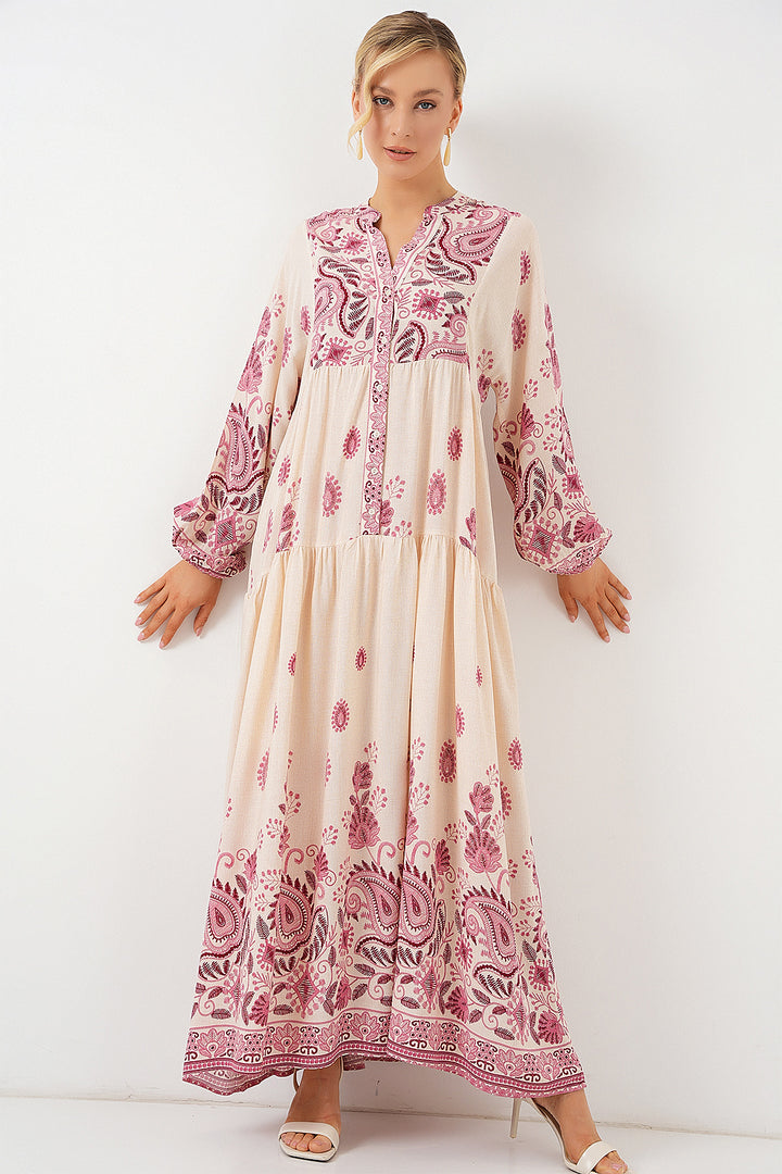 Bigdart Robe de modestie à motifs 2423 - Bordeaux 1
