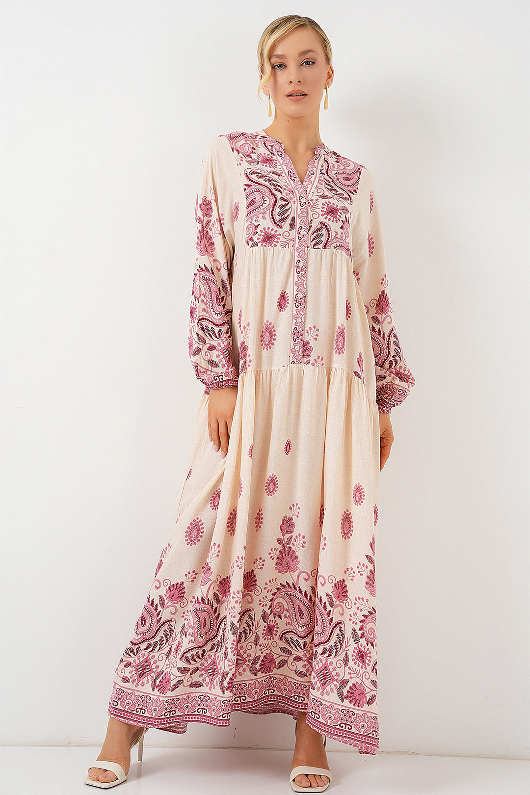 Bigdart Robe de modestie à motifs 2423 - Bordeaux 1