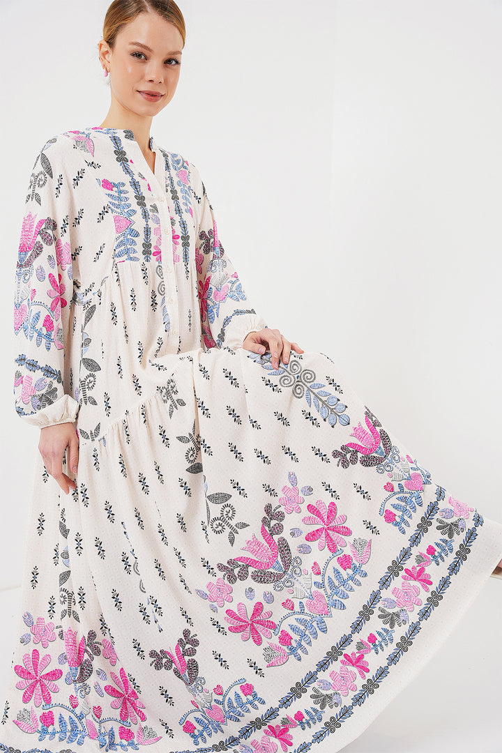 Bigdart Robe Modeste à Motifs Otantik 2423 - Rose C.