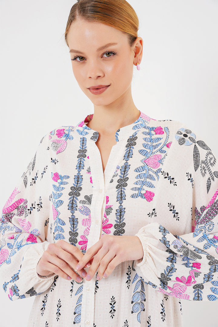 Bigdart Robe Modeste à Motifs Otantik 2423 - Rose C.