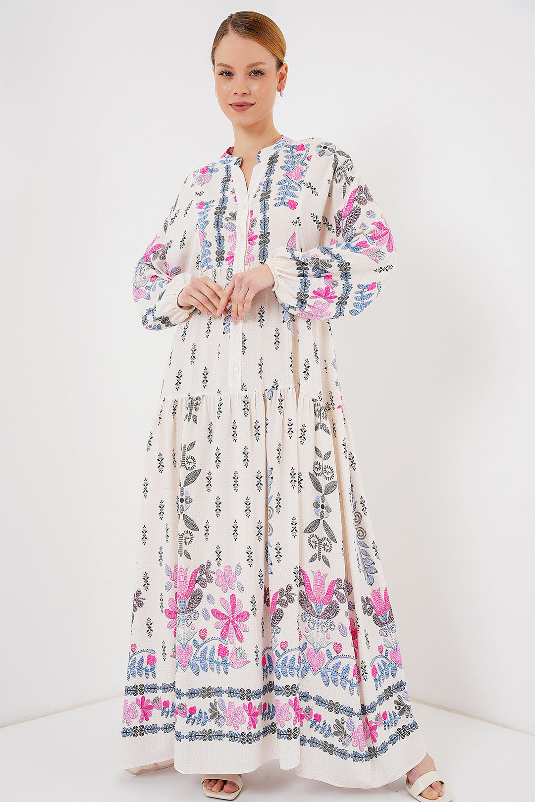 Bigdart Robe Modeste à Motifs Otantik 2423 - Rose C.