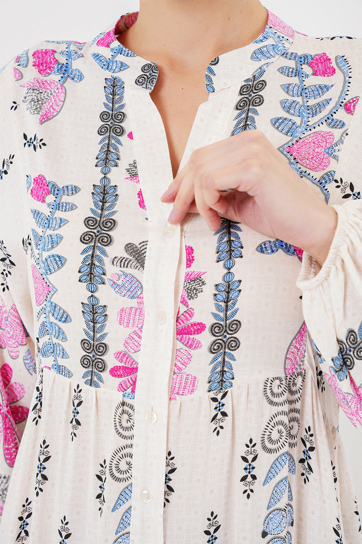Bigdart Robe Modeste à Motifs Otantik 2423 - Rose C.