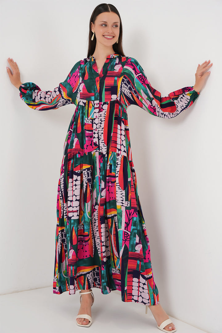 Bigdart Robe de Modestie à Motif Authentique 2423 - Multicolore 2