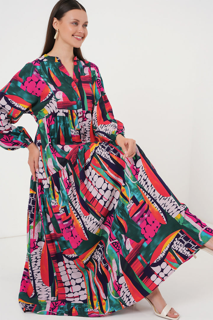 Bigdart Robe de Modestie à Motif Authentique 2423 - Multicolore 2