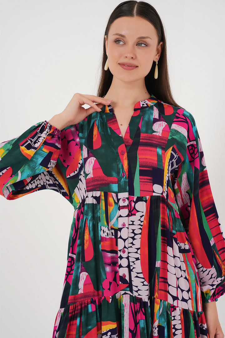 Bigdart Robe de Modestie à Motif Authentique 2423 - Multicolore 2