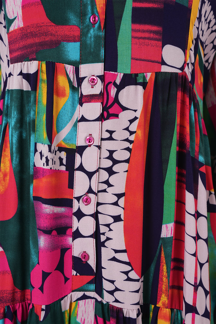 Bigdart Robe de Modestie à Motif Authentique 2423 - Multicolore 2