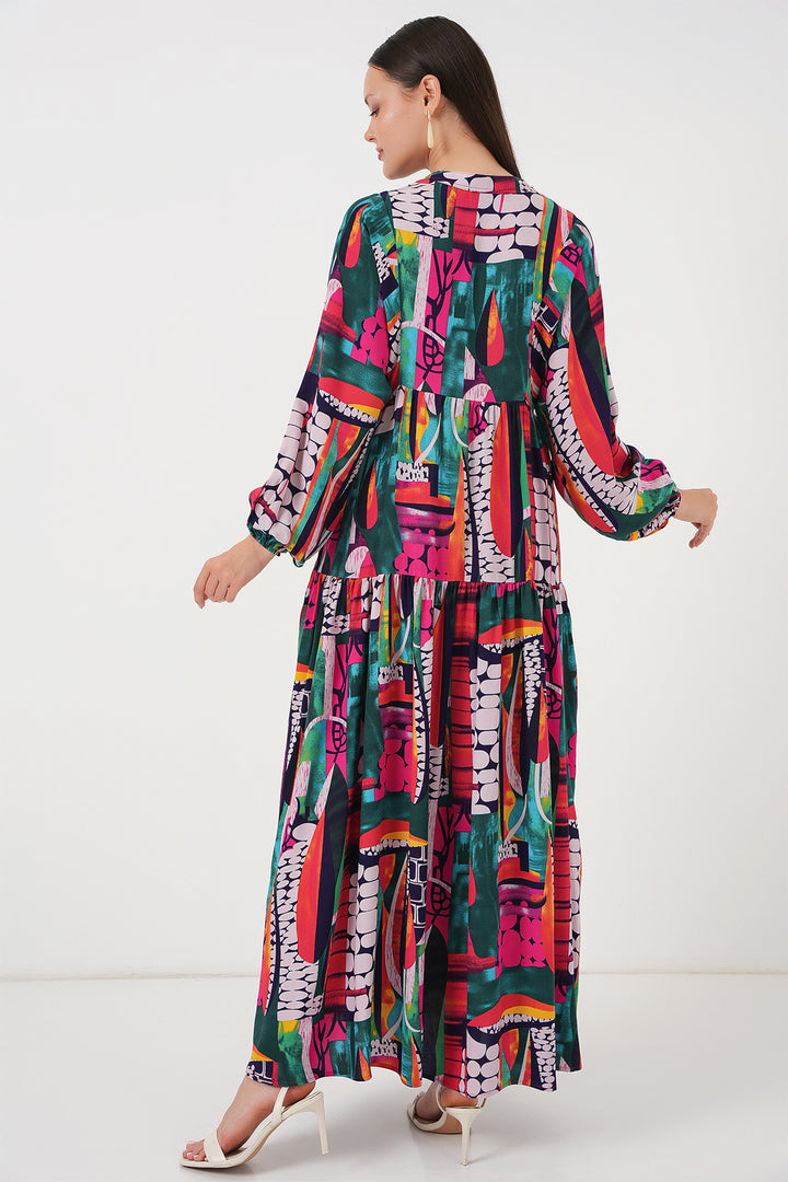 Bigdart Robe de Modestie à Motif Authentique 2423 - Multicolore 2