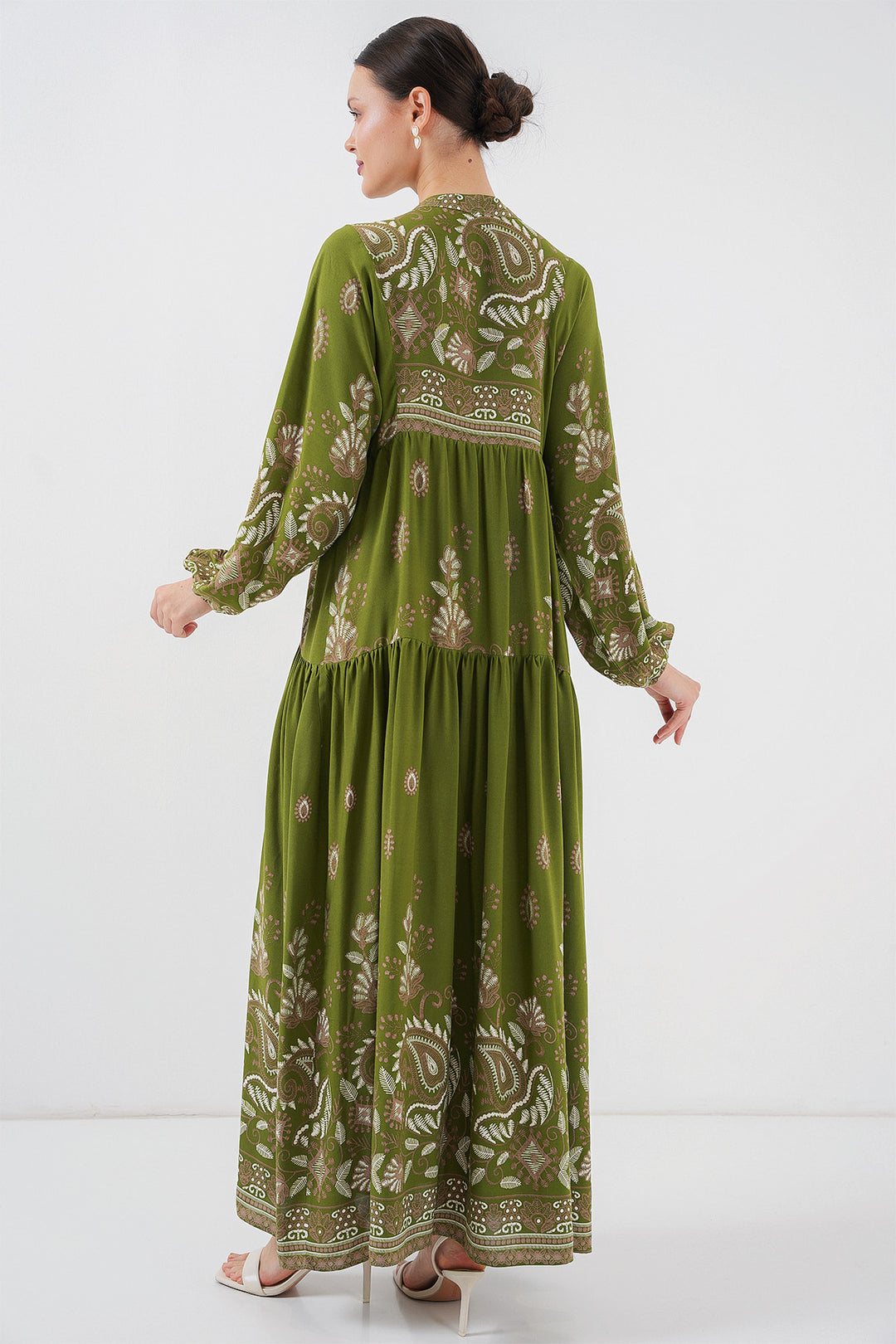 Bigdart Robe de hijab à motif authentique 2423 - d.Kaki