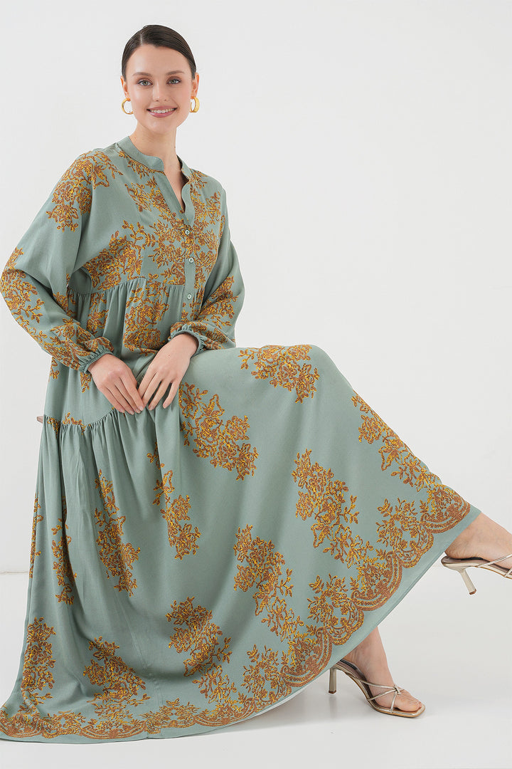 Bigdart Robe modeste à motifs Mint Gold 2423 - e. Bleu