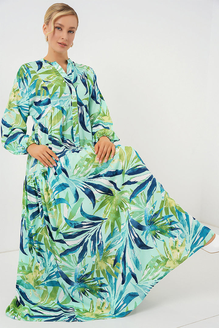 Bigdart Robe de Modestie à Motif Authentique 2423 - e.Menthe