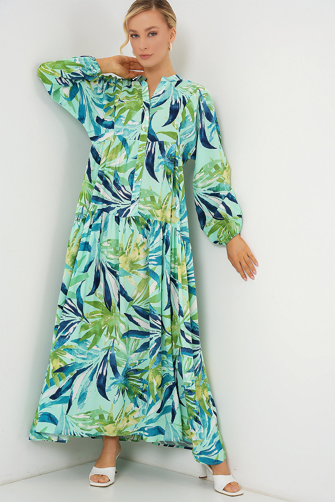 Bigdart Robe de Modestie à Motif Authentique 2423 - e.Menthe