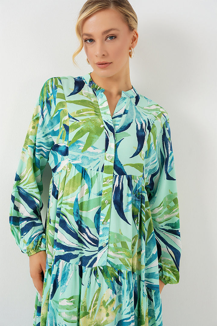 Bigdart Robe de Modestie à Motif Authentique 2423 - e.Menthe